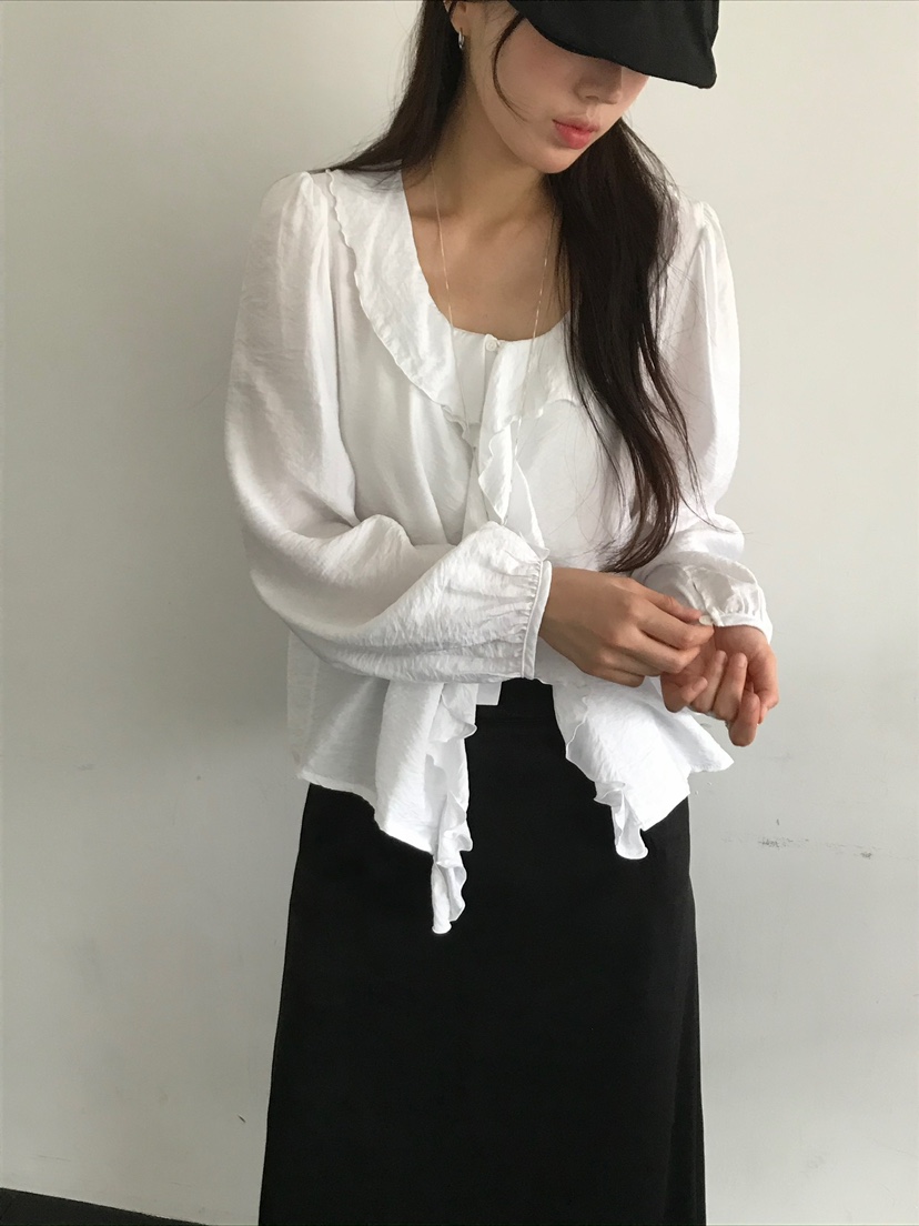 ESCHER東大門㊣代購女裝新款時尚25秋冬襯衫蕾絲衫不含腰帶ESCHER襯衫/蕾絲衫