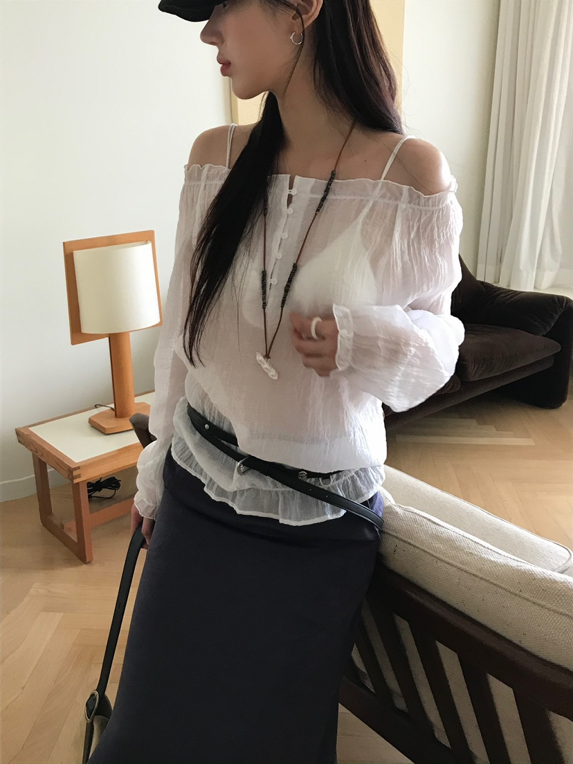 ESCHER東大門㊣代購女裝新款推薦休閑真品襯衫蕾絲衫不含腰帶ESCHER襯衫/蕾絲衫