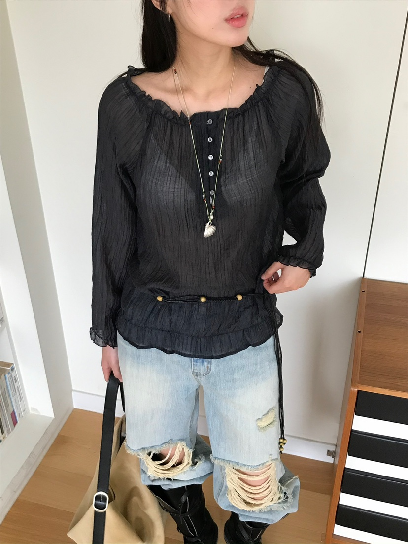 ESCHER東大門㊣代購女裝新款推薦休閑真品襯衫蕾絲衫不含腰帶ESCHER襯衫/蕾絲衫