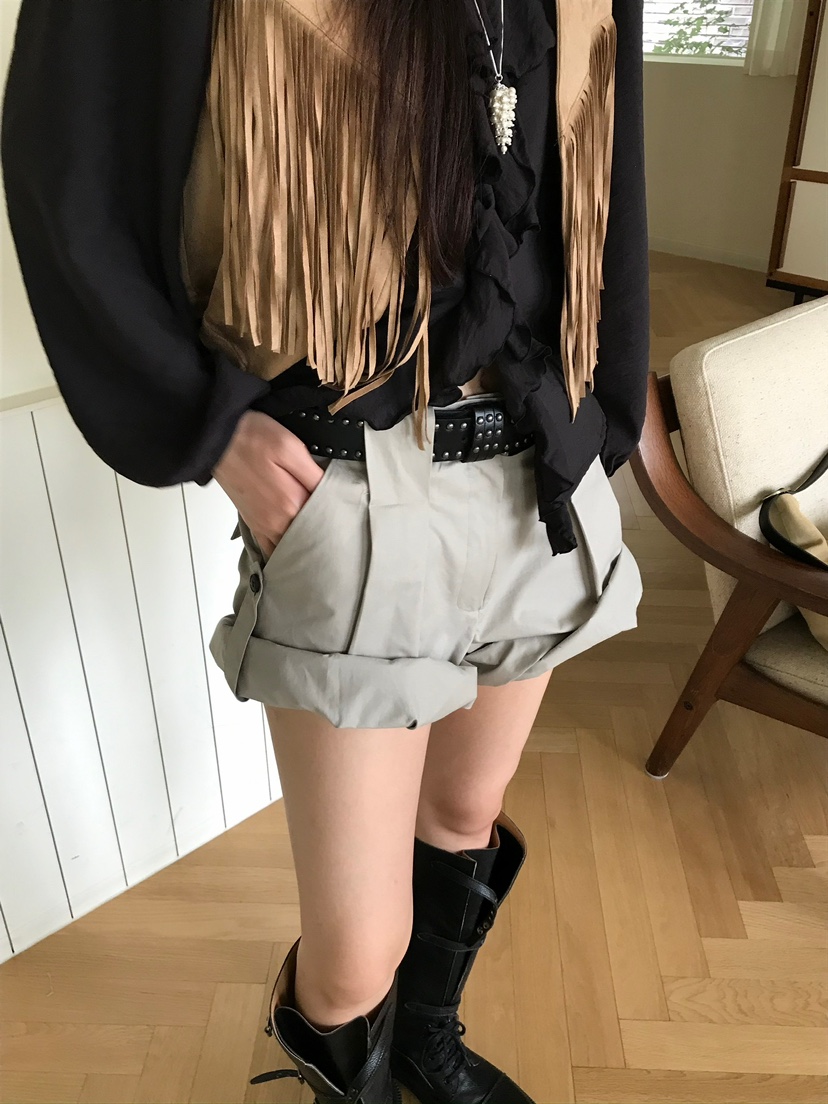 ESCHER東大門㊣實拍女士新品人氣推薦25秋冬休閑短褲不含腰帶ESCHER短褲