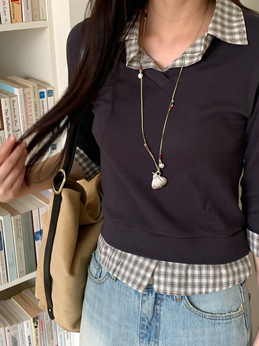 ESCHER韓國直郵㊣女裝新品職業人氣熱賣時尚休閑25秋冬長袖T恤ESCHER長袖T恤