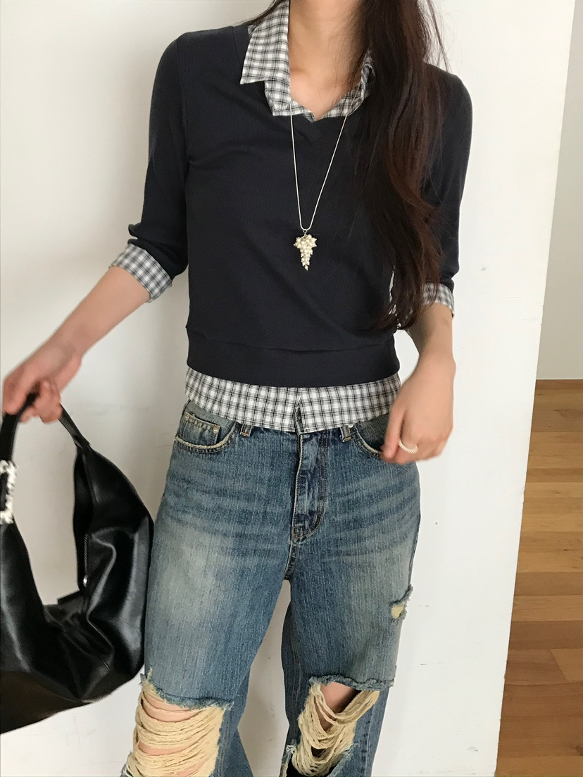 ESCHER韓國直郵㊣女裝新品職業人氣熱賣時尚休閑25秋冬長袖T恤ESCHER長袖T恤