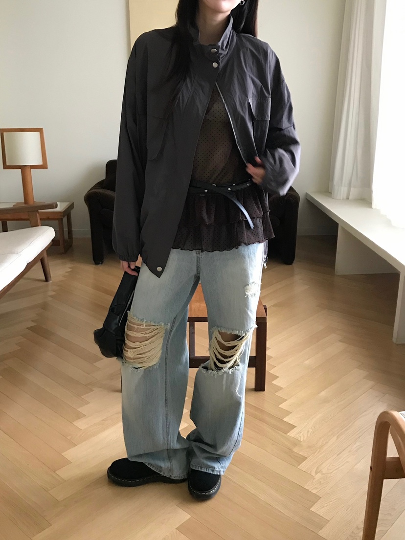 ESCHER東大門㊣實拍女裝新品人氣職業25秋冬夾克不含腰包口袋ESCHER夾克