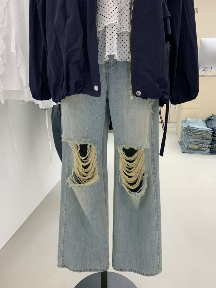 ESCHER東大門㊣代購女士新品時尚人氣休閑推薦牛仔褲竹節紋ESCHER牛仔褲