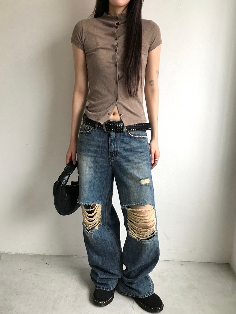 ESCHER東大門㊣代購女士新品時尚人氣休閑推薦牛仔褲竹節紋ESCHER牛仔褲
