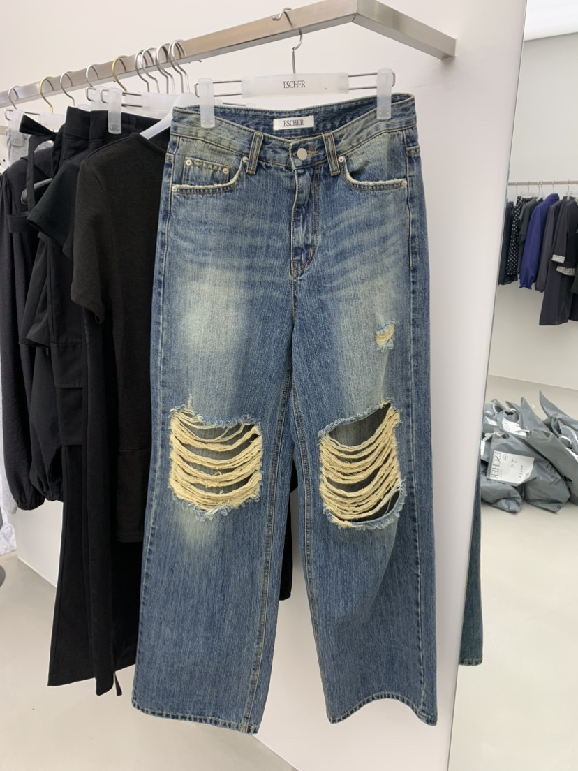 ESCHER東大門㊣代購女士新品時尚人氣休閑推薦牛仔褲竹節紋ESCHER牛仔褲圖色2