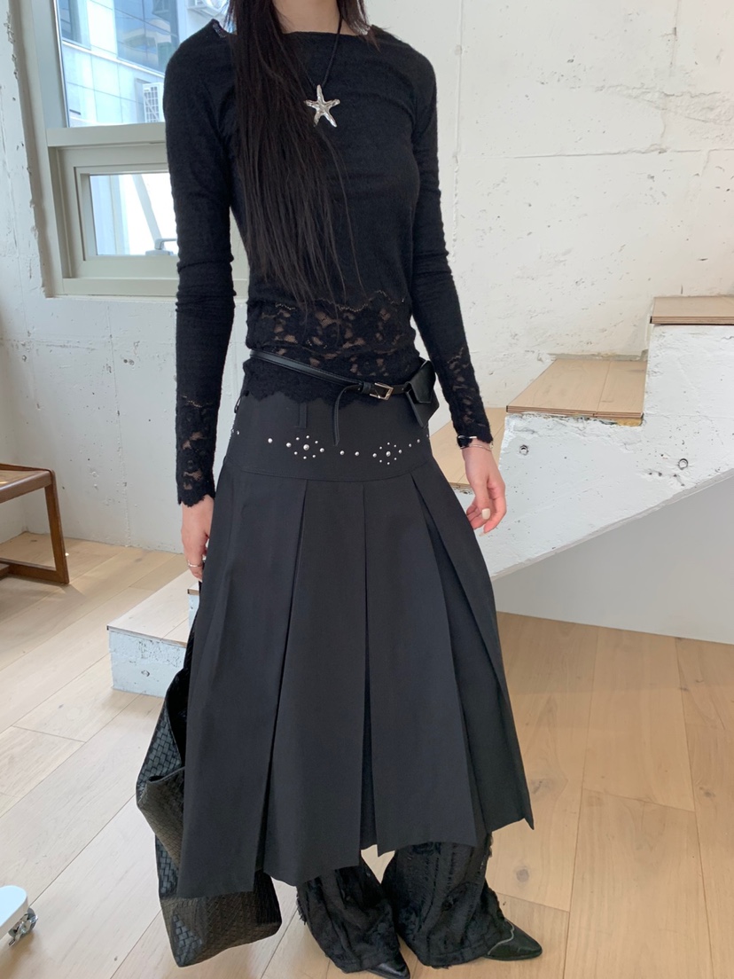 EYEL韓國直郵㊣女裝新品真品職業時尚25秋冬長裙不含腰帶百褶EYEL長裙