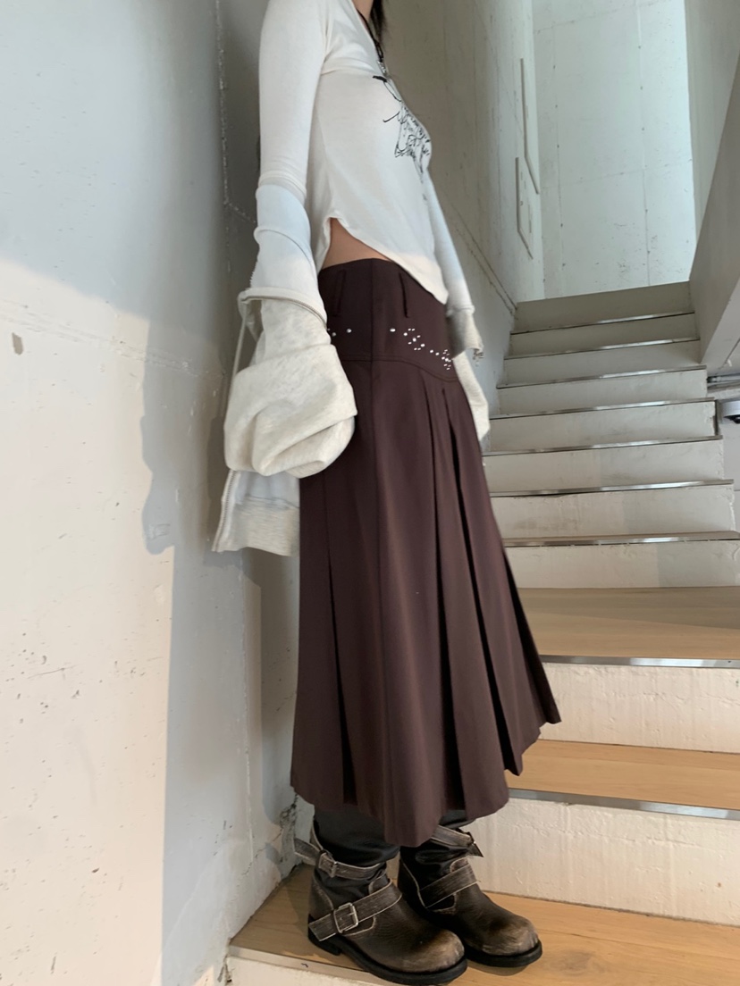 EYEL韓國直郵㊣女裝新品真品職業時尚25秋冬長裙不含腰帶百褶EYEL長裙
