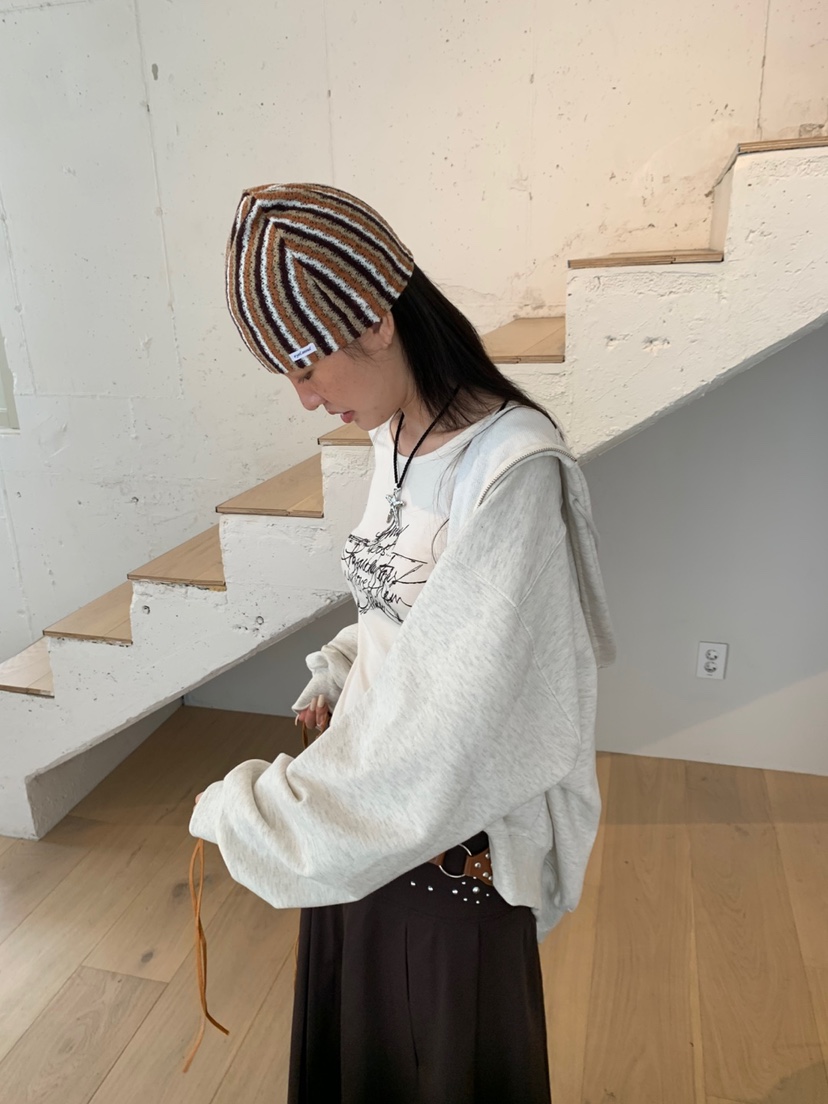EYEL東大門㊣代購女裝新品職業時尚推薦熱賣真品25秋冬帽子條紋EYEL帽子