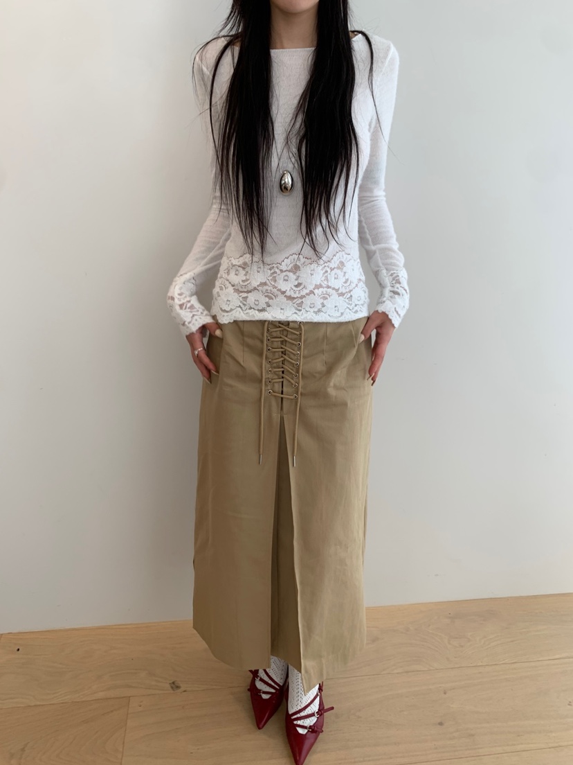 EYEL韓國代購㊣女裝新款人氣熱賣時尚真品推薦休閑長袖T恤蕾絲EYEL長袖T恤
