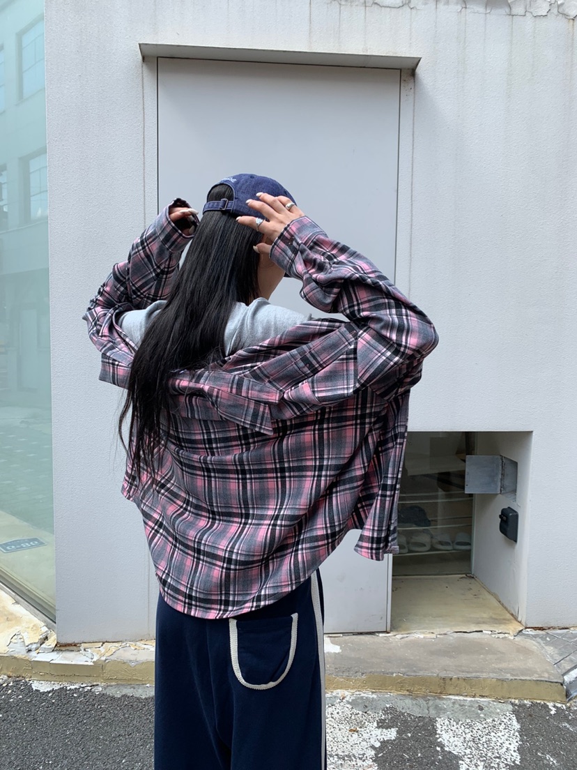 EYEL韓國直郵㊣女士新款人氣熱賣真品時尚襯衫蕾絲衫格紋寬松EYEL襯衫/蕾絲衫