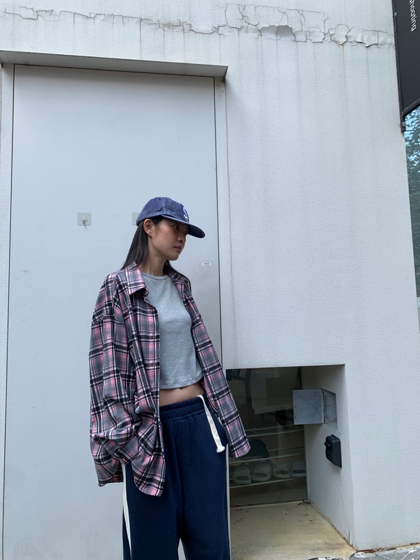 EYEL韓國直郵㊣女士新款人氣熱賣真品時尚襯衫蕾絲衫格紋寬松EYEL襯衫/蕾絲衫