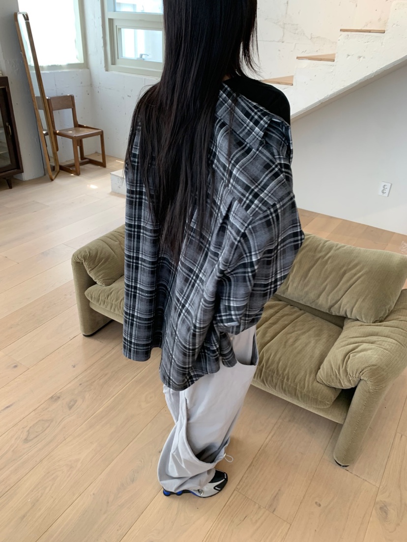 EYEL韓國直郵㊣女士新款人氣熱賣真品時尚襯衫蕾絲衫格紋寬松EYEL襯衫/蕾絲衫