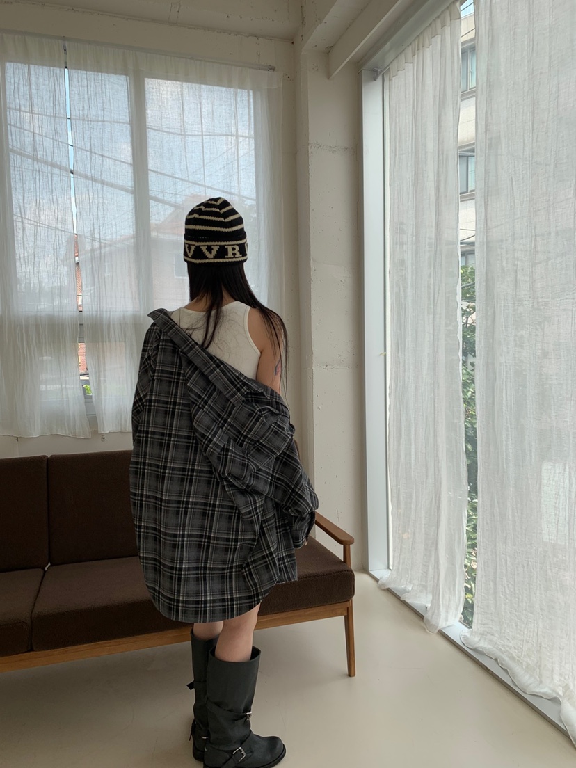EYEL韓國直郵㊣女士新款人氣熱賣真品時尚襯衫蕾絲衫格紋寬松EYEL襯衫/蕾絲衫