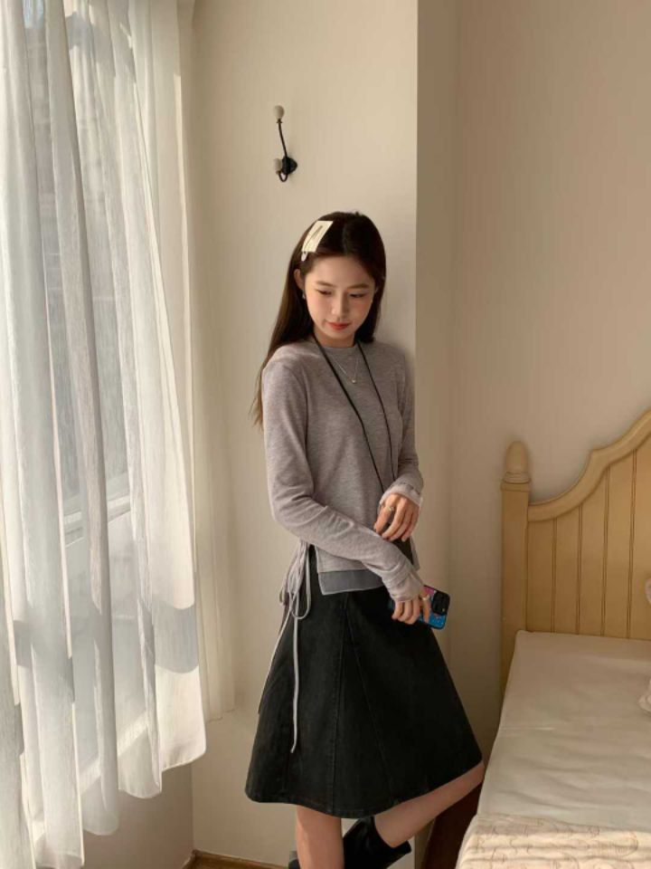 STAY HERE東大門㊣代購女士新品熱賣真品推薦針織衫雪紡褶皺STAY HERE針織衫