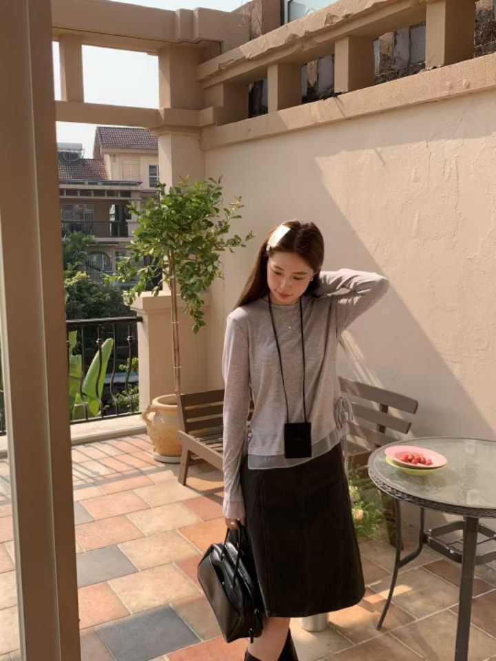 STAY HERE東大門㊣代購女士新品熱賣真品推薦針織衫雪紡褶皺STAY HERE針織衫圖色3