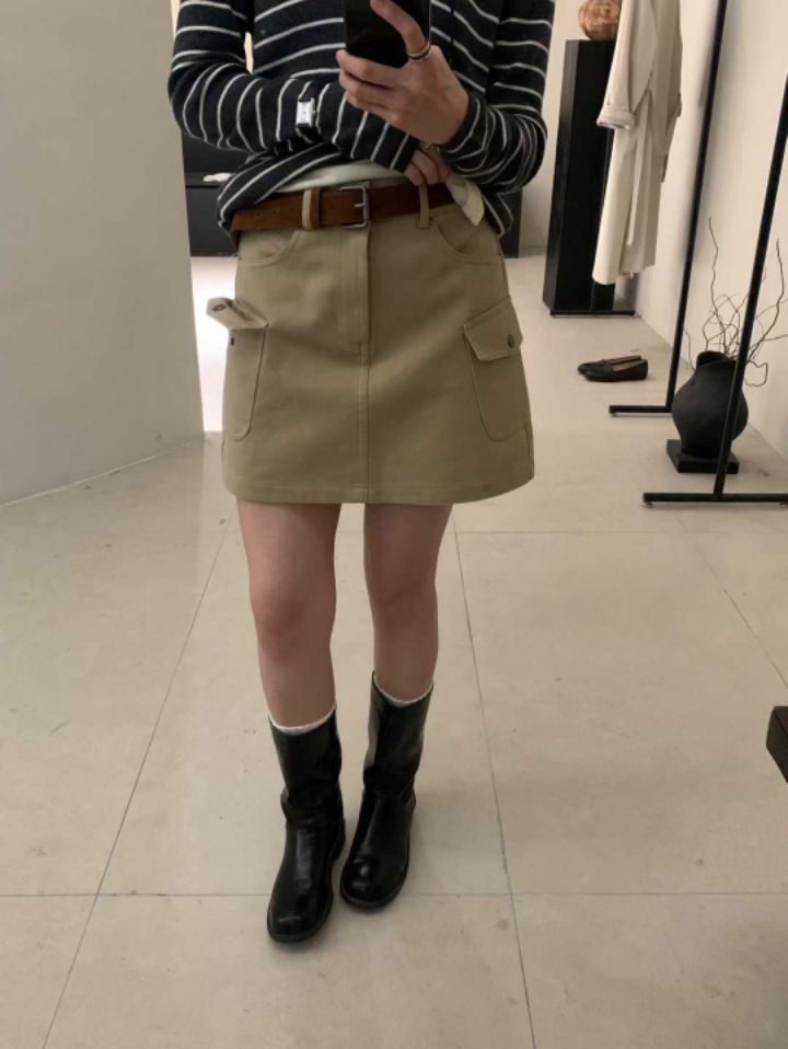 STAY HERE東大門㊣代購女士新款職業休閑人氣短裙含腰帶套裝STAY HERE短裙