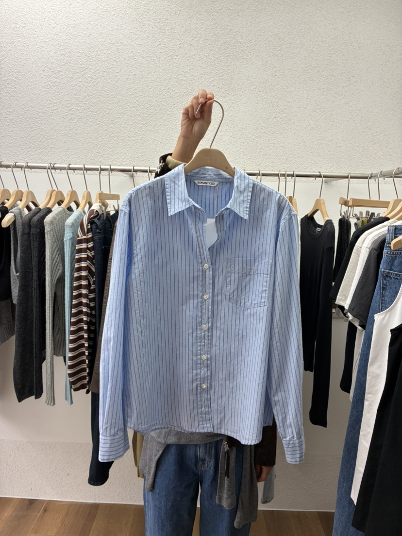 ROMANTICIZE東大門㊣代購女士新品推薦真品時尚襯衫蕾絲衫條紋ROMANTICIZE襯衫/蕾絲衫圖色1