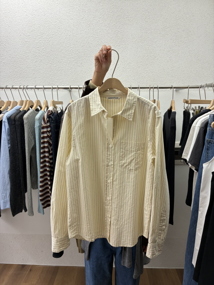 ROMANTICIZE東大門㊣代購女士新品推薦真品時尚襯衫蕾絲衫條紋ROMANTICIZE襯衫/蕾絲衫圖色2