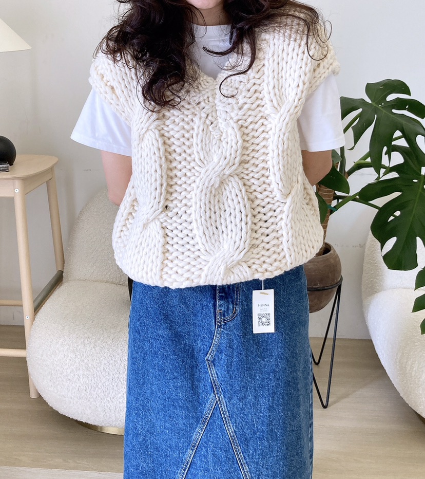 空東大門㊣實拍女士新品熱賣真品25秋冬人氣時尚針織衫手工HANNA-A針織衫圖色1