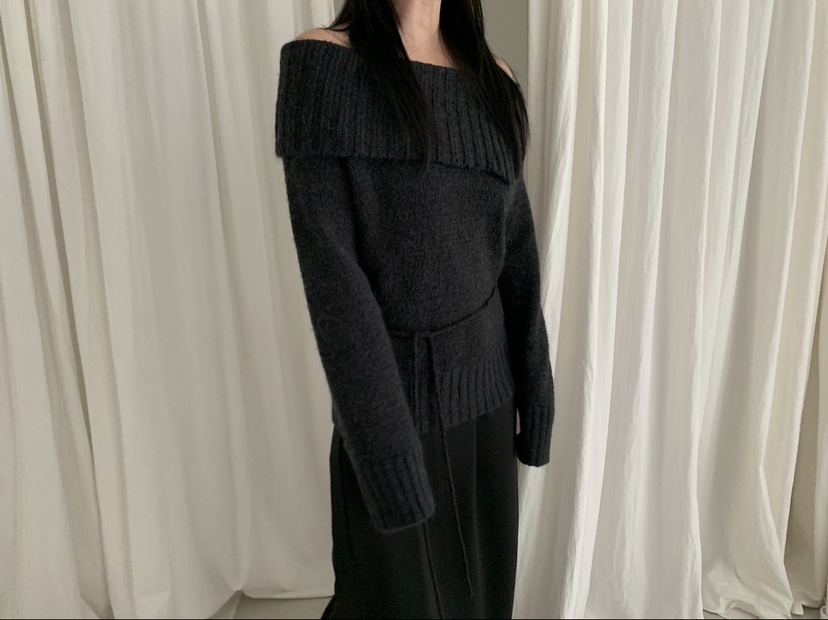 VAARA東大門㊣代購女士新款休閑推薦25秋冬時尚熱賣針織衫露肩VAARA針織衫