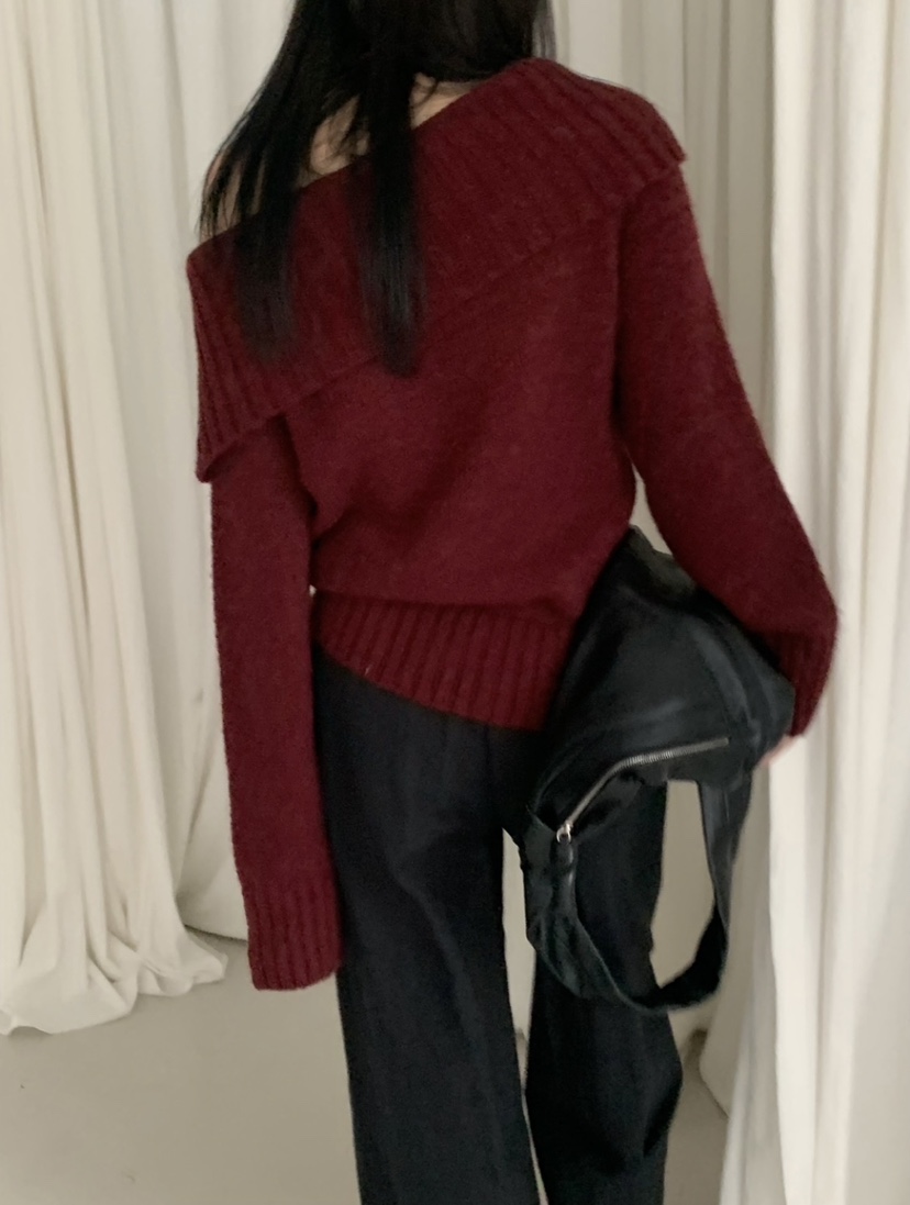 VAARA東大門㊣代購女士新款休閑推薦25秋冬時尚熱賣針織衫露肩VAARA針織衫