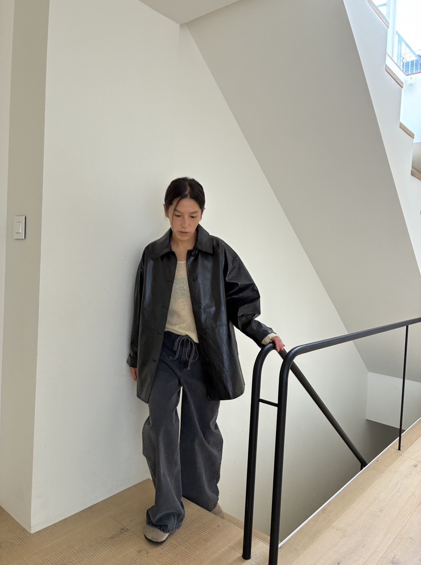 ROMANTICIZE韓國代購㊣女裝新品真品休閑職業時尚皮衣皮革插肩ROMANTICIZE皮衣