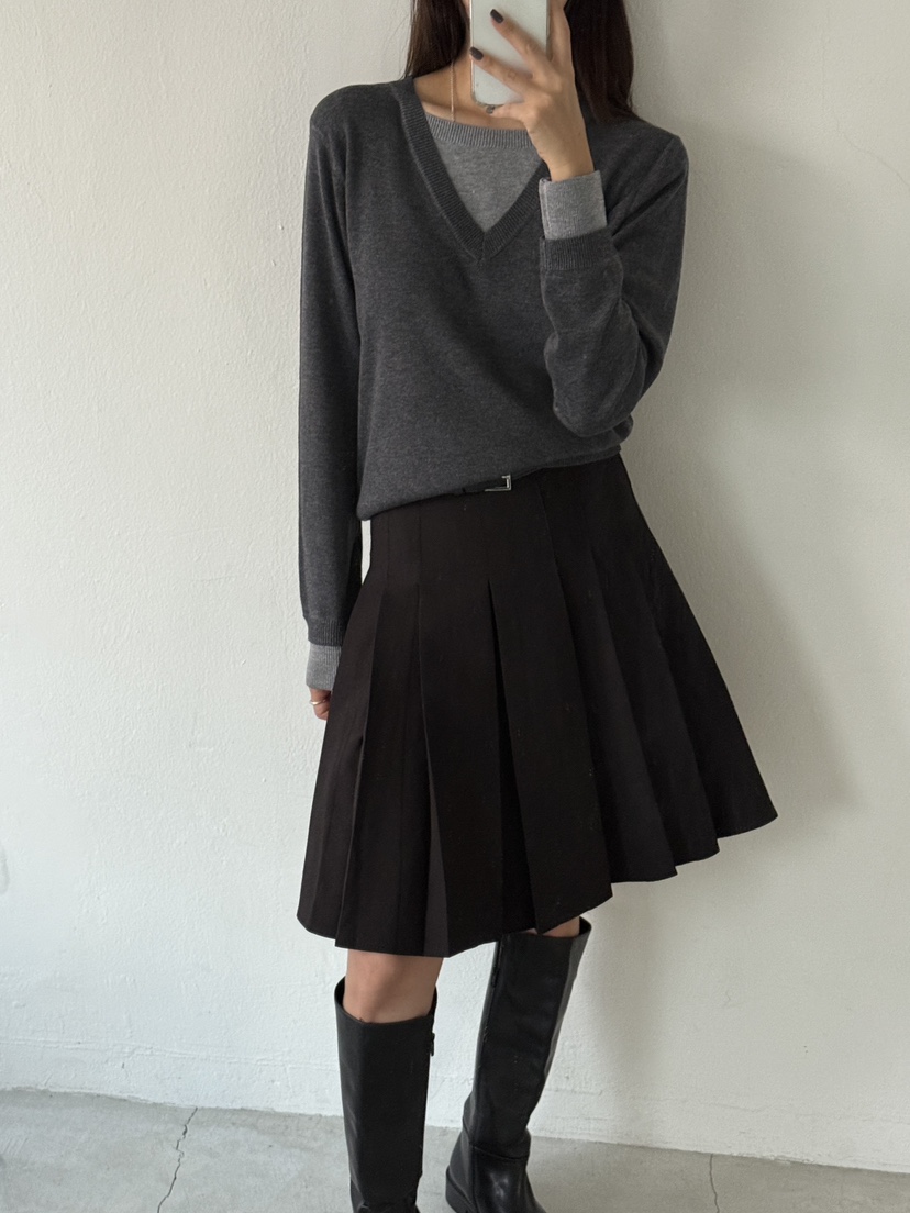MUSE-P東大門㊣代購女裝新品推薦半身裙中短裙不含腰帶褶皺MUSE-P半身裙/中短裙