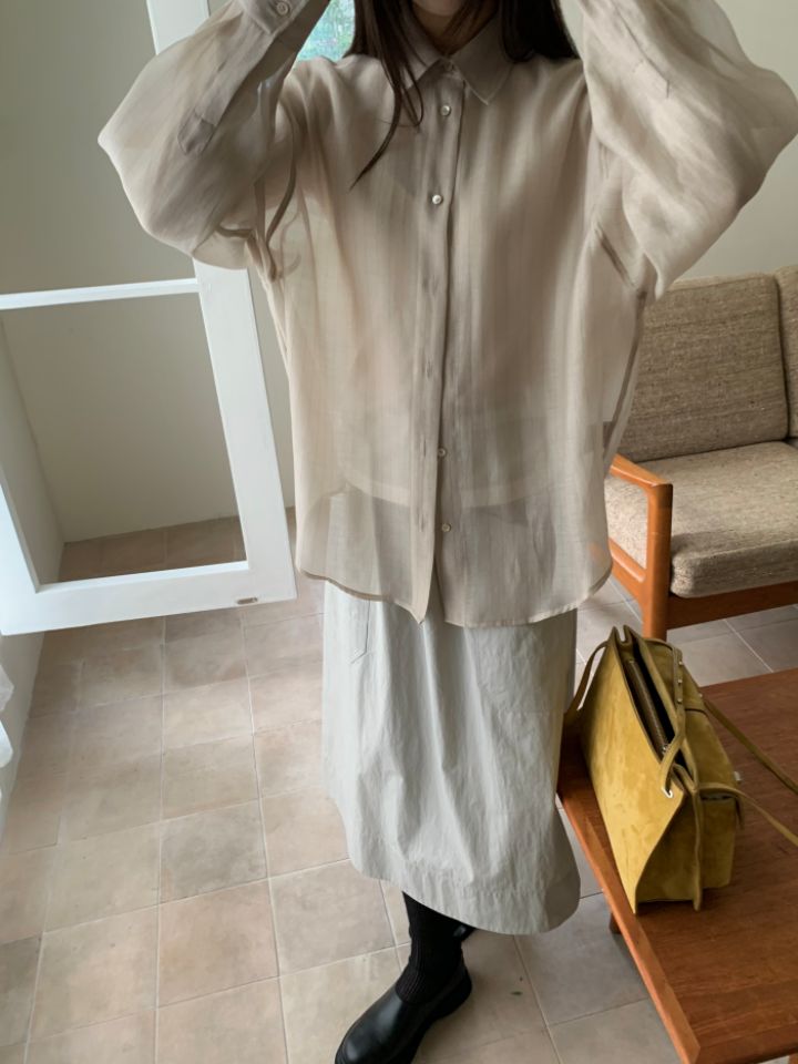 MARE韓國直郵㊣女士新品人氣推薦職業時尚襯衫蕾絲衫天絲條紋MARE襯衫/蕾絲衫
