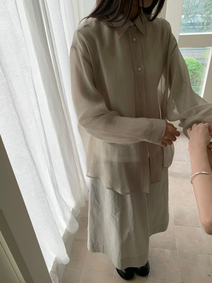 MARE韓國直郵㊣女士新品人氣推薦職業時尚襯衫蕾絲衫天絲條紋MARE襯衫/蕾絲衫