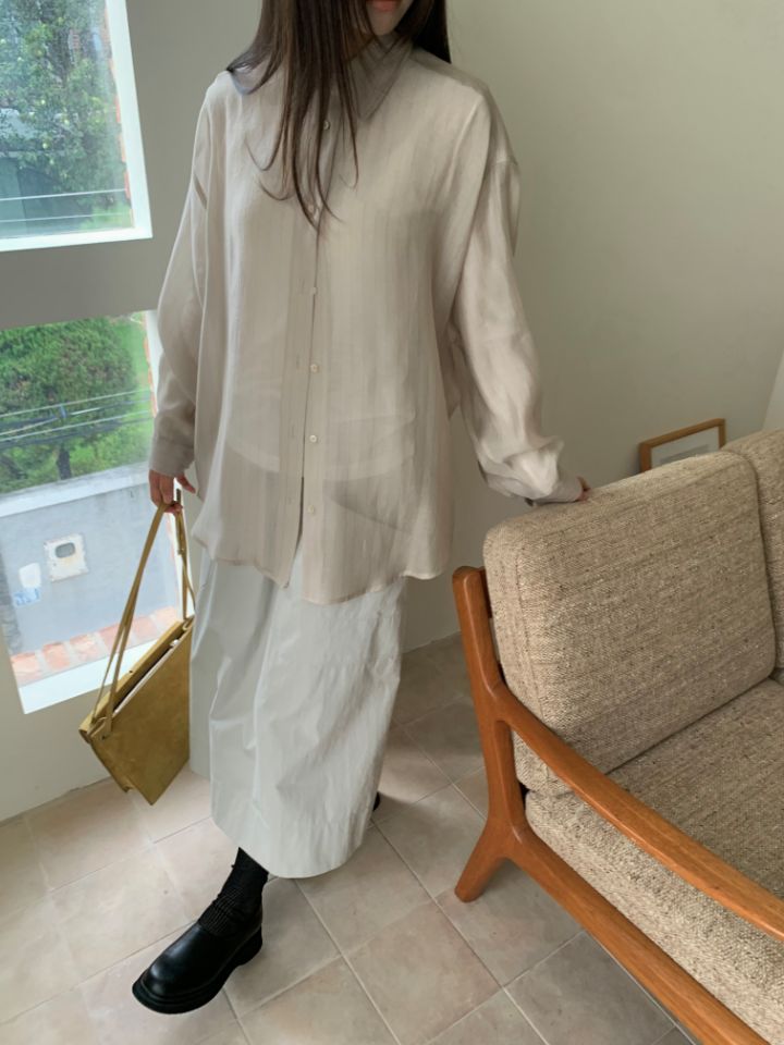 MARE韓國直郵㊣女士新品人氣推薦職業時尚襯衫蕾絲衫天絲條紋MARE襯衫/蕾絲衫圖色2