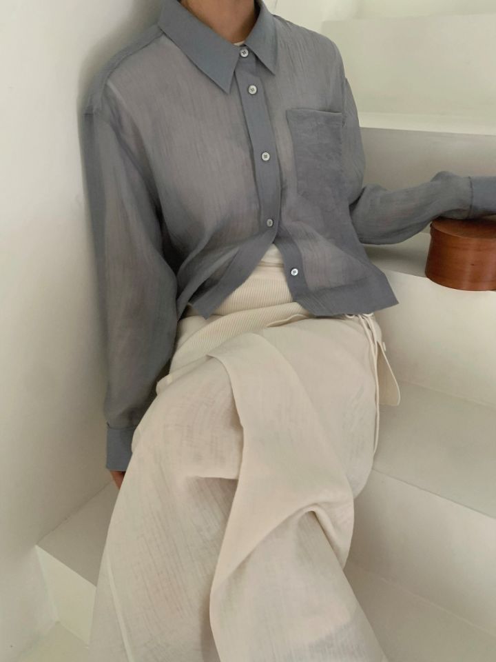 MARE東大門㊣直郵女士新款推薦熱賣25秋冬人氣襯衫蕾絲衫口袋MARE襯衫/蕾絲衫圖色1