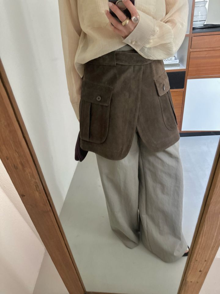 MARE東大門㊣直郵女士新品真品職業25秋冬短裙含腰帶絨面革口袋MARE短裙圖色2