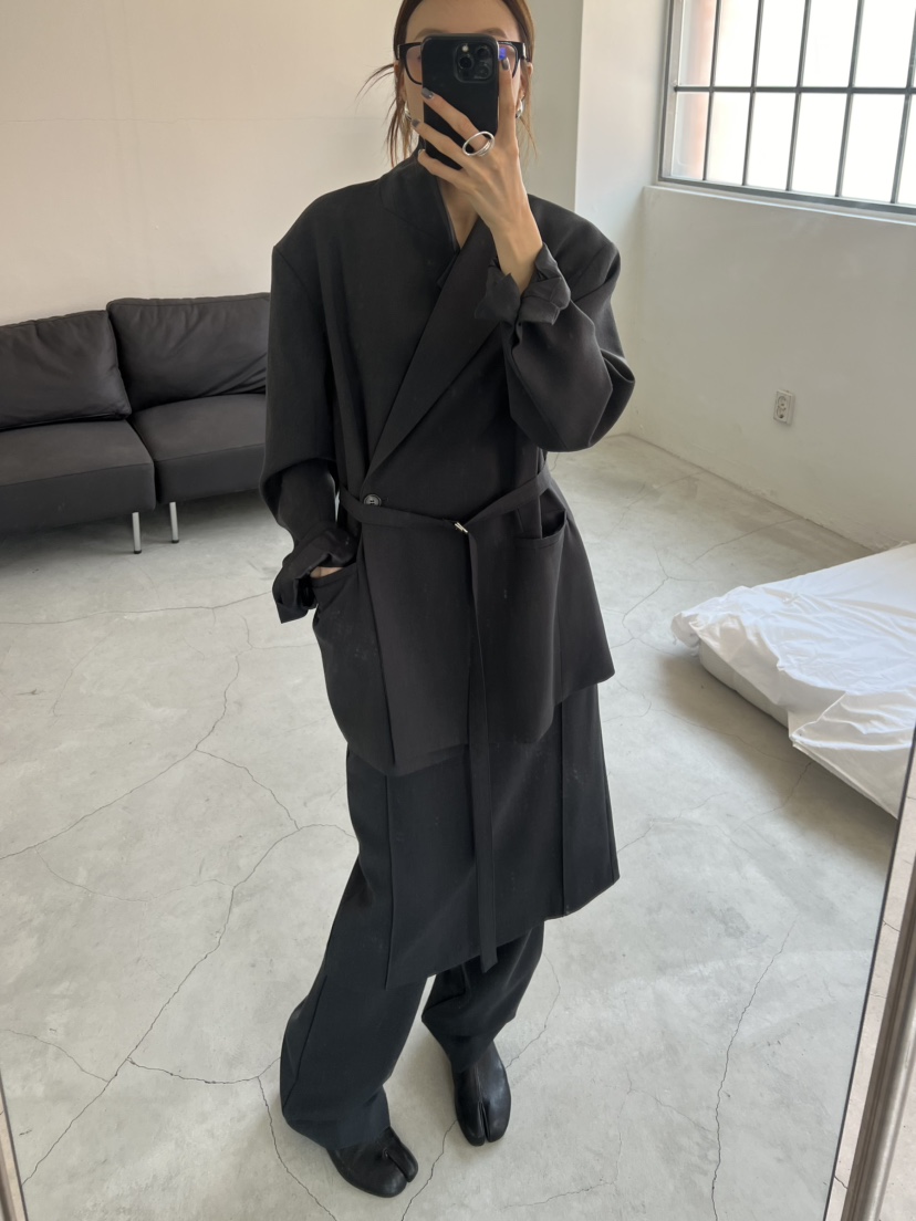 NOVUS東大門㊣代購女士新款熱賣時尚休閑人氣推薦夾克含腰帶NOVUS夾克
