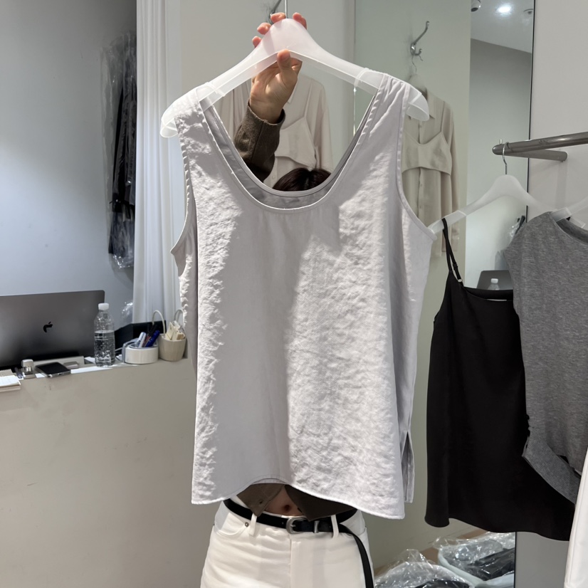 AUBE東大門㊣代購女裝新品人氣職業推薦吊帶背心兩面穿絨面革AUBE吊帶/背心
