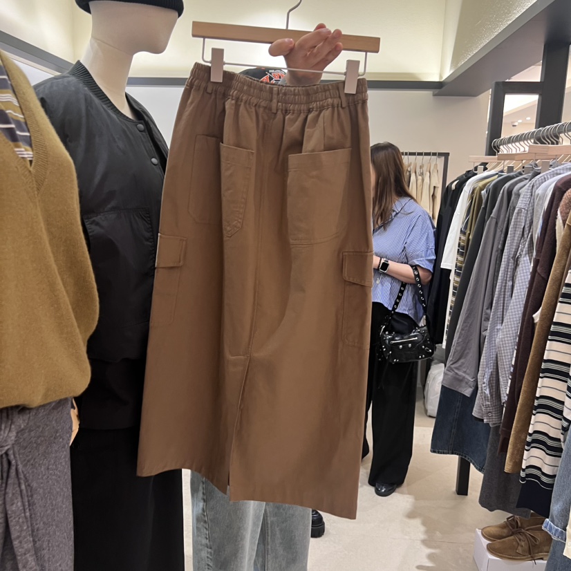 SELF SERVICE東大門㊣直郵女裝新款熱賣25秋冬長裙工裝棉質SELF SERVICE長裙