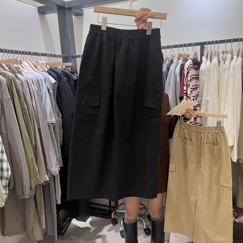 SELF SERVICE東大門㊣直郵女裝新款熱賣25秋冬長裙工裝棉質SELF SERVICE長裙圖色4