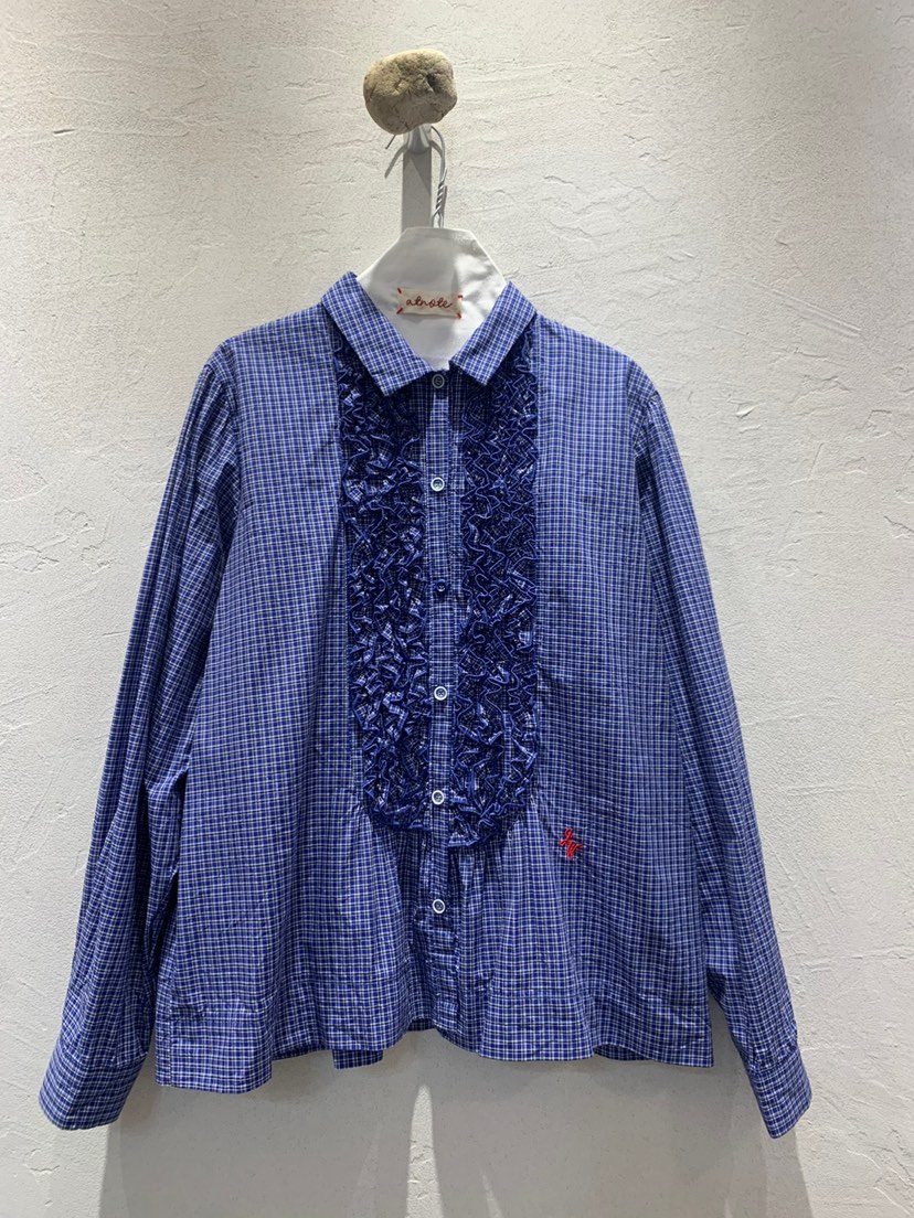 AT NOTE韓國代購㊣女裝新品推薦25秋冬襯衫蕾絲衫荷葉邊格紋AT NOTE襯衫/蕾絲衫圖色1