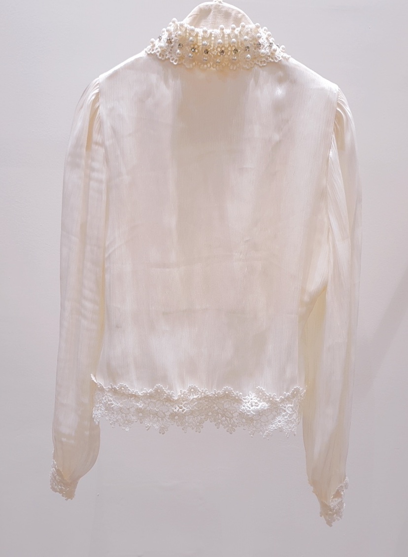 AWESOME-P東大門㊣直郵女士新品25秋冬熱賣襯衫蕾絲衫珍珠領AWESOME-P襯衫/蕾絲衫