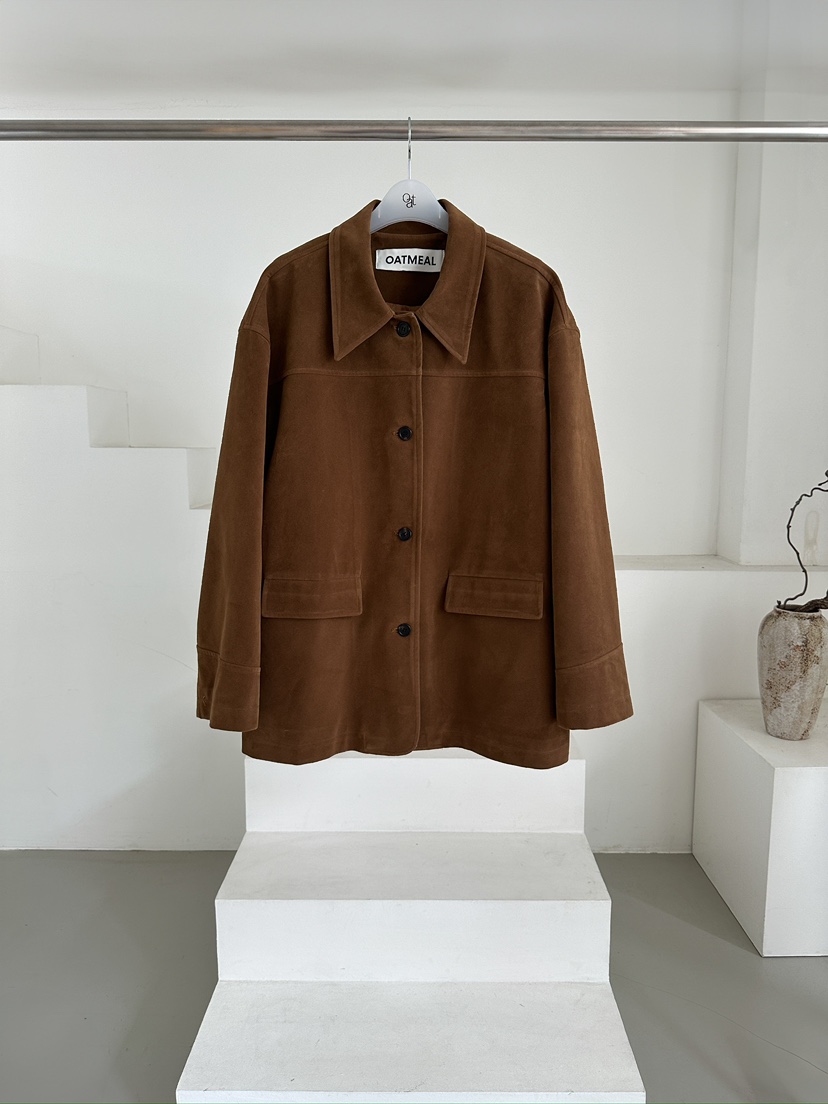 OATMEAL韓國代購㊣女士新品真品人氣時尚25秋冬職業夾克絨面革OATMEAL夾克圖色1
