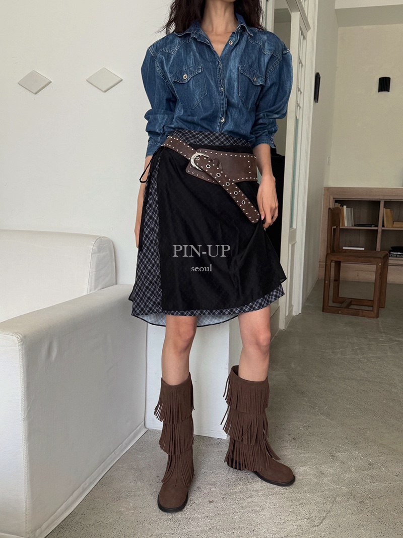 PIN-UP東大門㊣實拍女裝新品職業推薦半身裙中短裙不含腰帶PIN-UP半身裙/中短裙