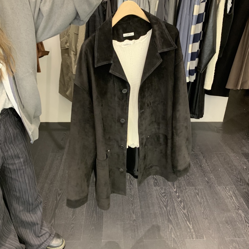 TAFFETA東大門㊣代購女裝新品25秋冬職業夾克不含內搭絨面革TAFFETA夾克圖色3