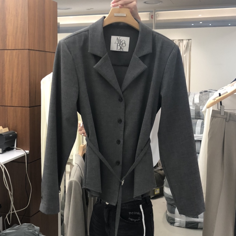 MER東大門㊣直郵女士新品職業熱賣休閑真品人氣25秋冬夾克含腰帶MER/ANGELO BIANCO夾克圖色2