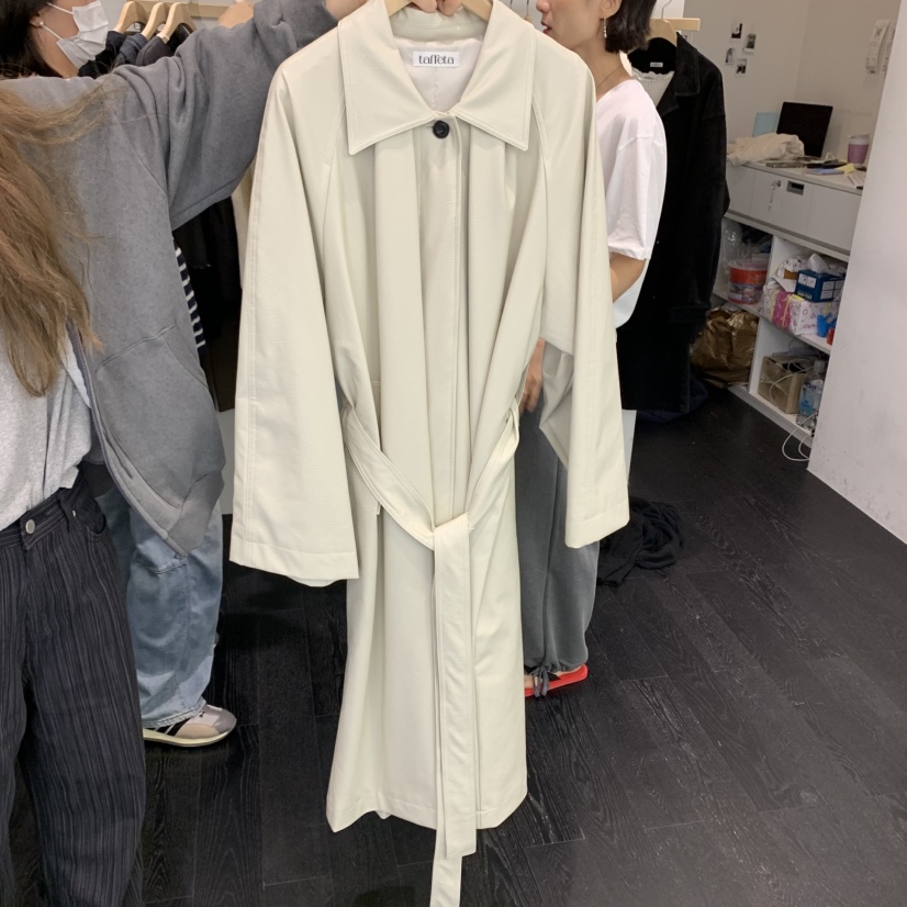 TAFFETA韓國直郵㊣女裝新款人氣25秋冬職業真品長款風衣含腰帶TAFFETA長款風衣圖色1