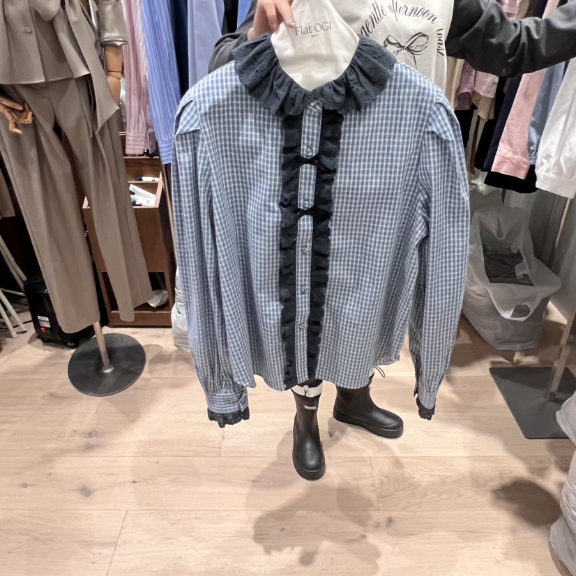 OGI東大門㊣代購女士新品職業推薦時尚25秋冬休閑襯衫蕾絲衫FLat OGI襯衫/蕾絲衫