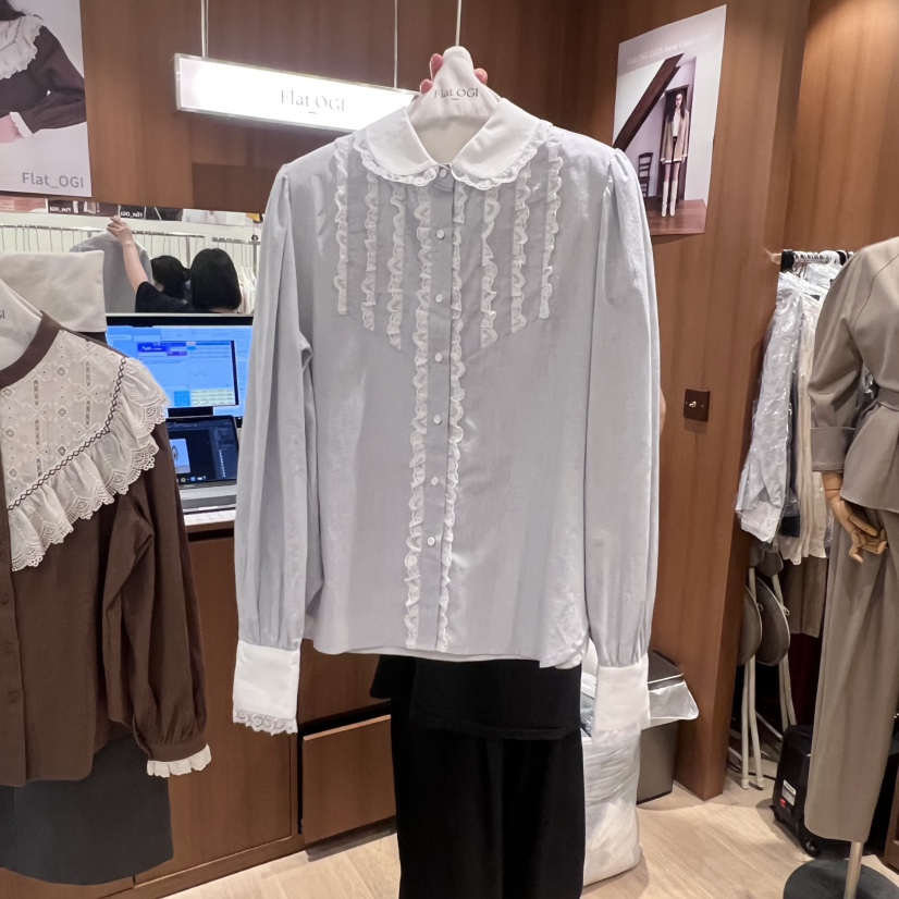 OGI東大門㊣代購女士新款真品推薦休閑時尚熱賣25秋冬襯衫蕾絲衫FLat OGI襯衫/蕾絲衫圖色1