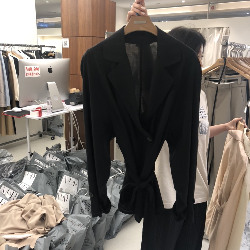 MER韓國直郵㊣女士新品職業25秋冬時尚真品熱賣休閑夾克含腰帶MER/ANGELO BIANCO夾克圖色3