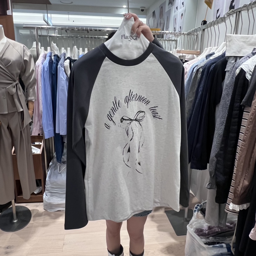 OGI韓國代購㊣女士新品人氣熱賣職業時尚真品休閑推薦長袖T恤FLat OGI長袖T恤圖色2