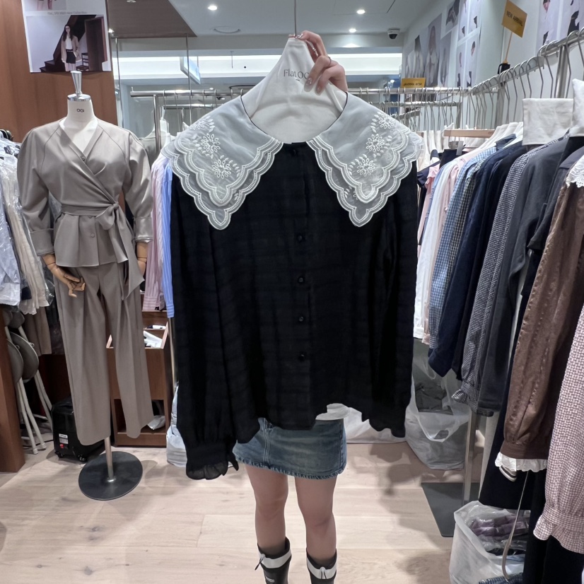 OGI東大門㊣直郵女裝新品人氣推薦真品時尚休閑25秋冬襯衫蕾絲衫FLat OGI襯衫/蕾絲衫圖色2
