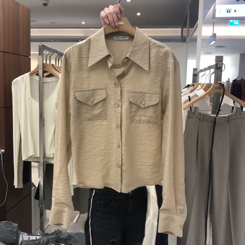 MER韓國代購㊣女裝新品時尚25秋冬熱賣休閑人氣職業襯衫蕾絲衫MER/ANGELO BIANCO襯衫/蕾絲衫圖色2